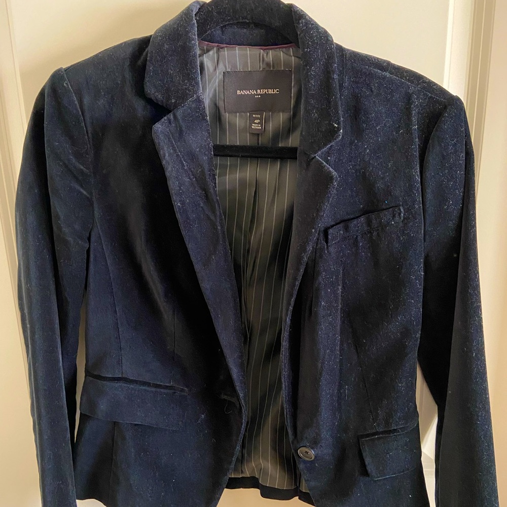 Banana Republic Women Blazer Velvet in Black 4P